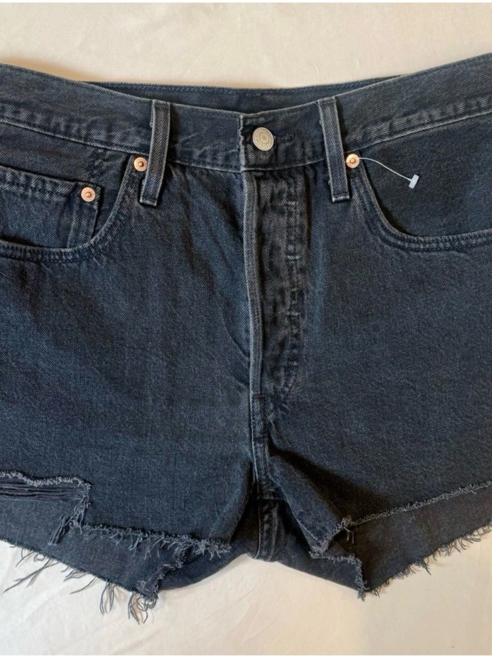 Levi's Black Cutoff Denim Shorts with Frayed Hem